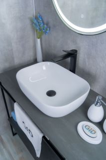 Раковина Gid D1333 51183 накладная белая 46x32.5x13.5